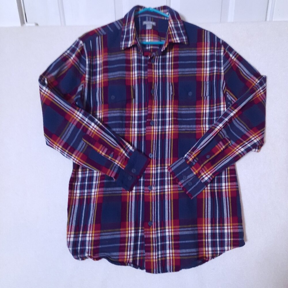Falls Creek Women's Blue & Red Plaid Thick Flannel Shirt, Cozy Warm Cabin Layer